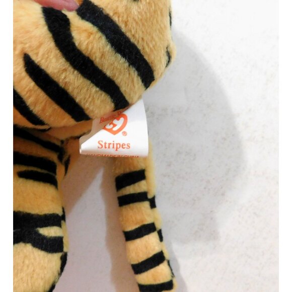Ty Beanie Baby Stripes Tiger Version 3 Gold Black Retired Plush Animal Tag - Picture 7 of 7